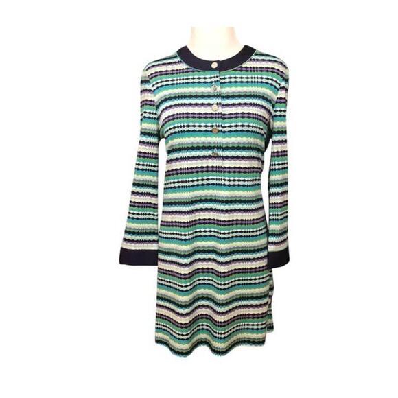 TORY BURCH 100% silk striped casual dress women's small - Picture 4 of 9